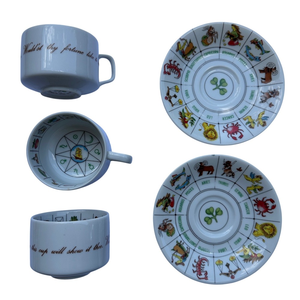 Vintage International Collectors Guild Tasseography Fortune Telling Tea Cup Set